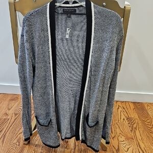 Black and White Open Front Cardigan